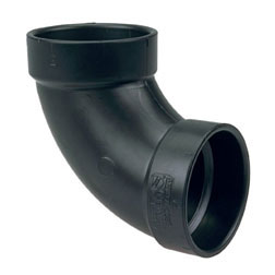 Approved Vendor 5450 ABS DWV 90 deg Long-Turn Elbow, 3 in, H x H, Black