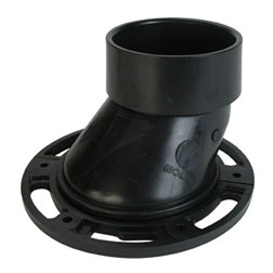 Approved Vendor 5536 ABS DWV Offset Closet Flange, 4 x 3 in, Hub, Black
