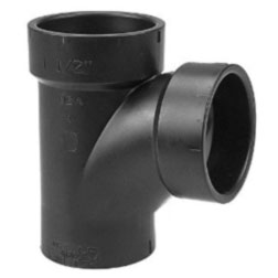 Approved Vendor 5574 ABS DWV Sanitary Street Tee, 3 x 3 x 1-1/2 in, Sp x H x H, Black