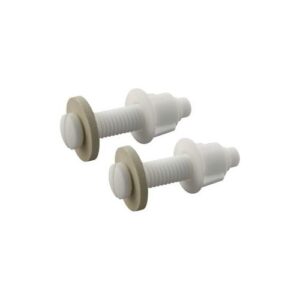 Master Plumber® 260B Toilet-Seat Bolts, 2-1/4 in L, Plastic, Bone/White