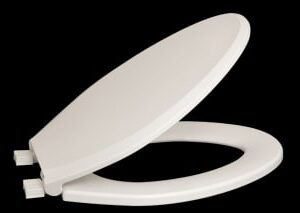 Centoco 4200-001 4200 Toilet Seat With Cover, Elongated Bowl, 14-1/4 in W, 2 in H, 18-5/8 in L, White, Top Mount Hinge