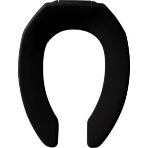 Bemis® 1955CT 047 1955CT Toilet Seat, Elongated Bowl, Open Front, Black, Non Self-Sustaining Hinge