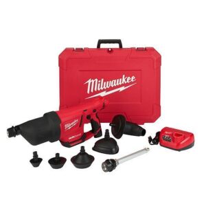 Milwaukee® 2572B-21 M12 Cordless Drain Cleaning Air Gun Kit, 1 to 4 in Drain Line, 35 ft Max Run, 12 VDC, Plastic Housing
