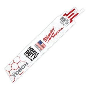Milwaukee® 48-00-5712 SAWZALL® THE TORCH™ Demolition Straight Back Reciprocating Saw Blade, 6 x 1 in, 10 TPI, Universal/Toothed Edge Tang