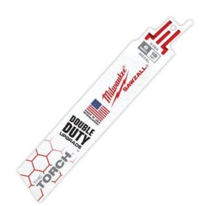 Milwaukee® 48-00-5784 SAWZALL® THE TORCH™ Demolition Straight Back Reciprocating Saw Blade, 6 x 1 in, 18 TPI, Universal/Toothed Edge Tang